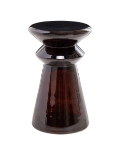 Mesa de Apoio em Vidro Âmbar e Tampo Preto GORDES