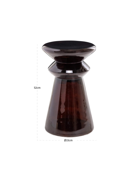 Table d'Appoint Verre Ambré et Plateau Noir GORDES