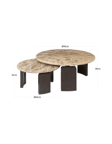 Couchtische aus Marmor Tendua und Bronze BAYONNE