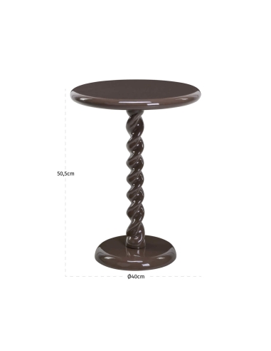 Table d'Appoint Colonne Torsadée Châtaigne CASPIAN