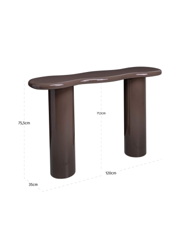 Consola Design Plateau Ondulado Lacado Castanho CORDELIA