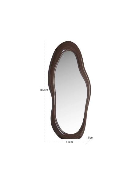 Oval Organic Sculpted Wall Mirror Chestnut colour ZIA