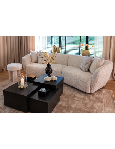 3-Seater Sofa Natural Fabric Textured Weave ARMAND
