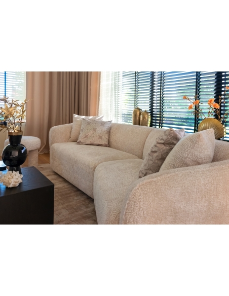 3-Seater Sofa Natural Fabric Textured Weave ARMAND