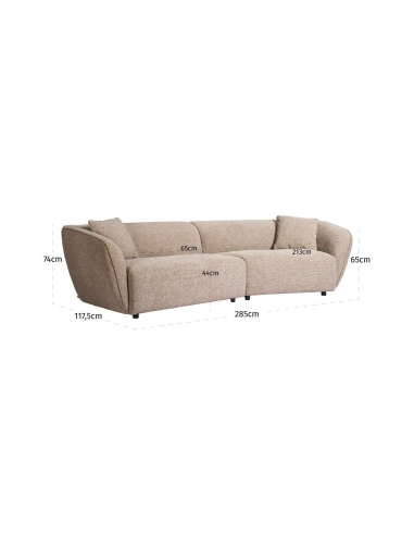 3-Seater Sofa Natural Fabric Textured Weave ARMAND