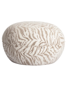 Pouf Rond et Repose-Pieds Motif Tigré Beige JACE