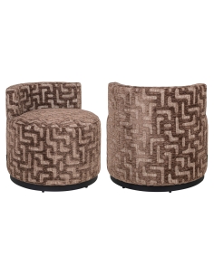 Runder Design-Sessel mit Labyrinth-Muster Braun FRANNY
