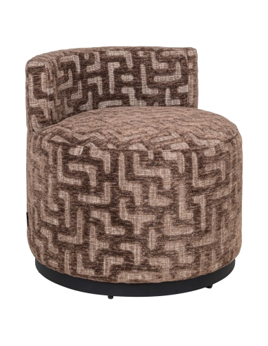 Round Design Armchair Labyrinth Pattern Brown FRANNY