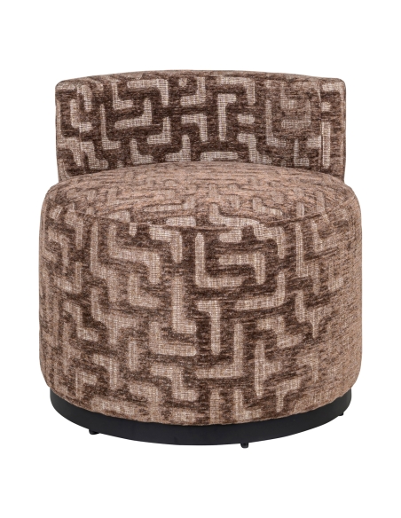 Runder Design-Sessel mit Labyrinth-Muster Braun FRANNY