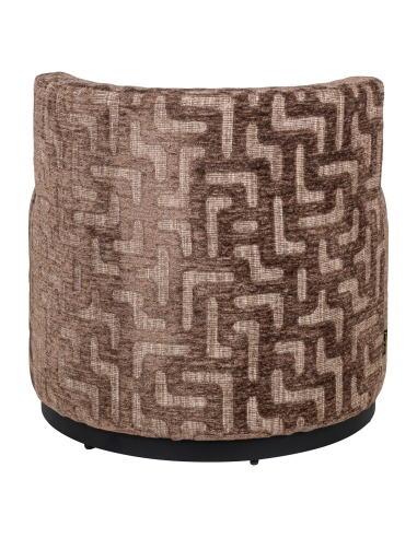 Round Design Armchair Labyrinth Pattern Brown FRANNY
