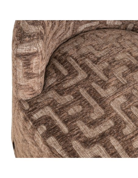 Poltrona Rotonda Design Motivo Labirinto Marrone FRANNY