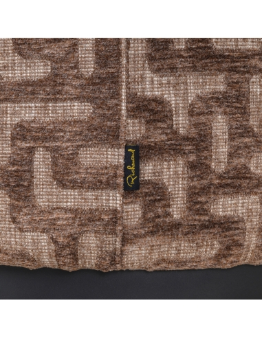 Round Design Armchair Labyrinth Pattern Brown FRANNY