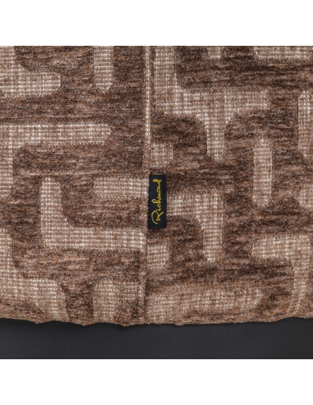 Round Design Armchair Labyrinth Pattern Brown FRANNY