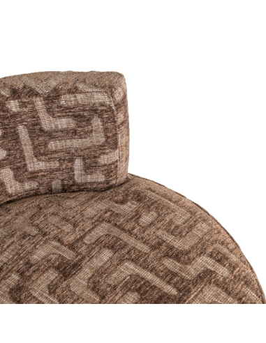 Sillón redondo de diseño con motivo laberinto marrón FRANNY