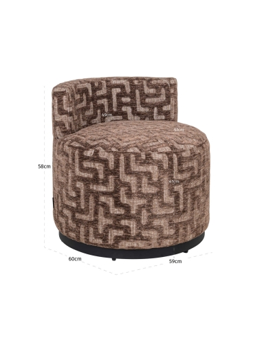 Fauteuil Rond Design Motif Labyrinthe Brun FRANNY