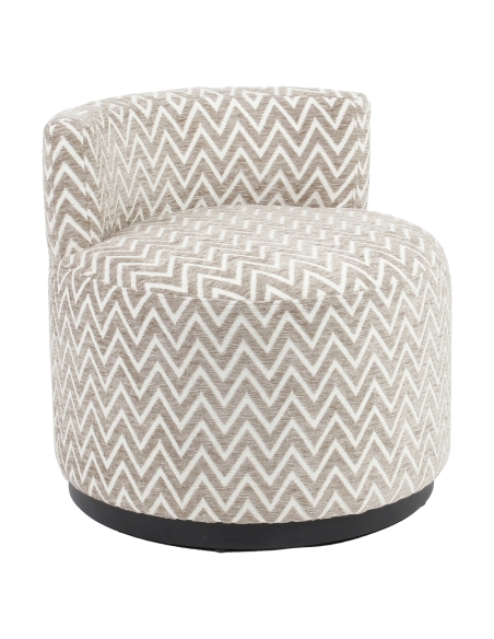Poltrona rotonda design motivo chevron sabbia FRANNY