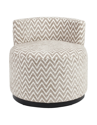 Round Design Armchair Chevron Pattern Sand FRANNY