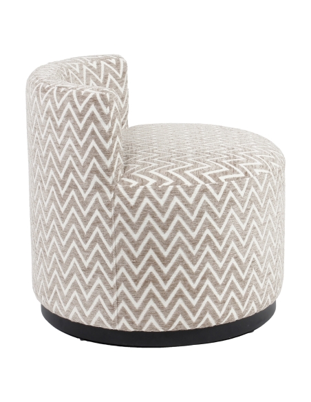 Round Design Armchair Chevron Pattern Sand FRANNY