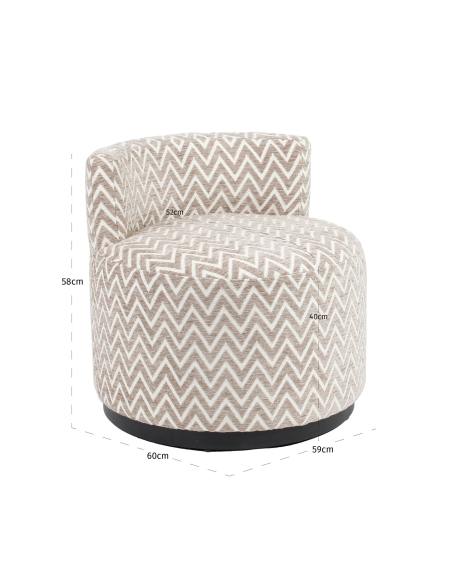 Poltrona Redonda de Design com Motivo Chevron Sable FRANNY