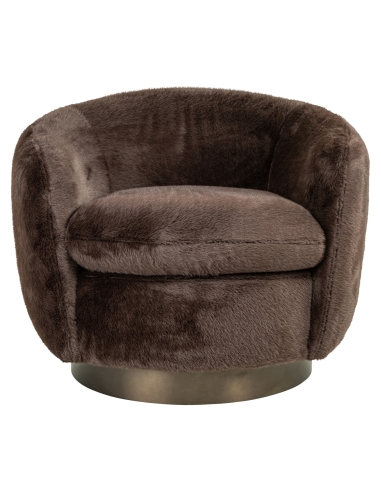 Round Swivel Armchair Soft Fabric Chocolate COLMAR