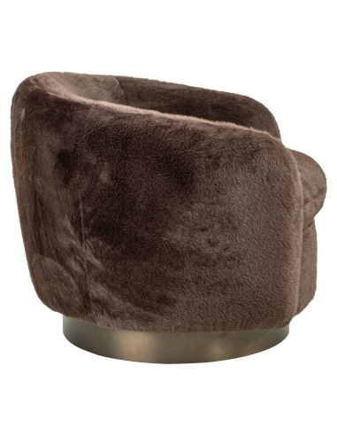 Round Swivel Armchair Soft Fabric Chocolate COLMAR