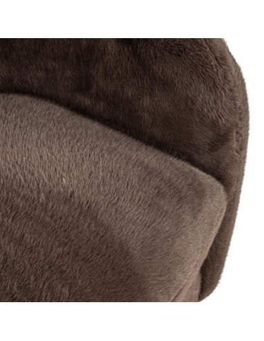 Round Swivel Armchair Soft Fabric Chocolate COLMAR