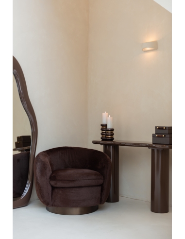 Round Swivel Armchair Soft Fabric Chocolate COLMAR
