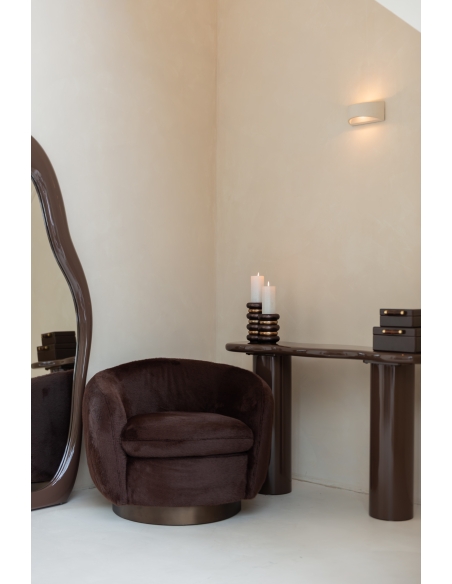 Round Swivel Armchair Soft Fabric Chocolate COLMAR