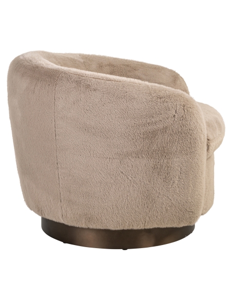 Round Swivel Armchair Soft Fabric Khaki COLMAR