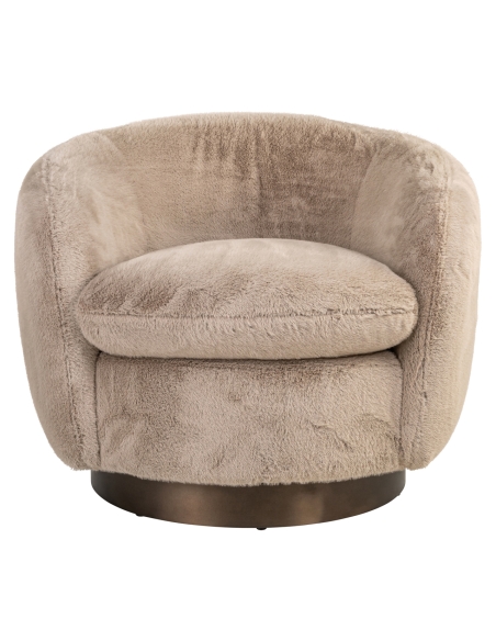 Drehbarer runder Sessel aus weichem Stoff Khaki COLMAR