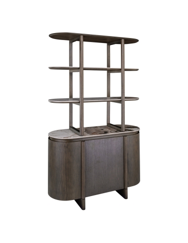 Display Cabinet Open Shelves Marble Effect Top LANGFORD