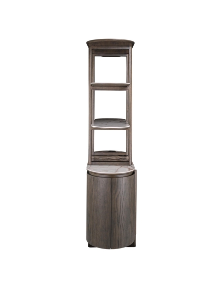 Display Cabinet Open Shelves Marble Effect Top LANGFORD