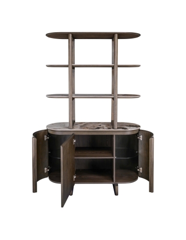 Display Cabinet Open Shelves Marble Effect Top LANGFORD