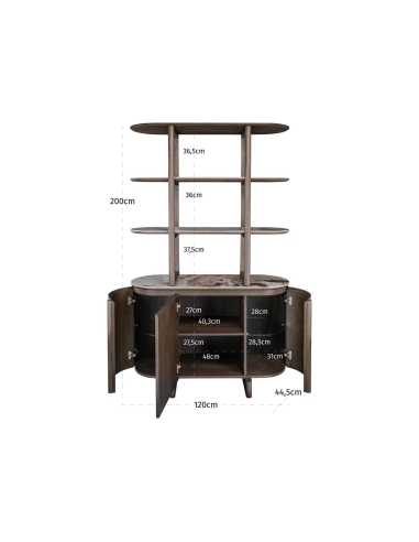Vitrine Open Planken Blad Marmerlook LANGFORD