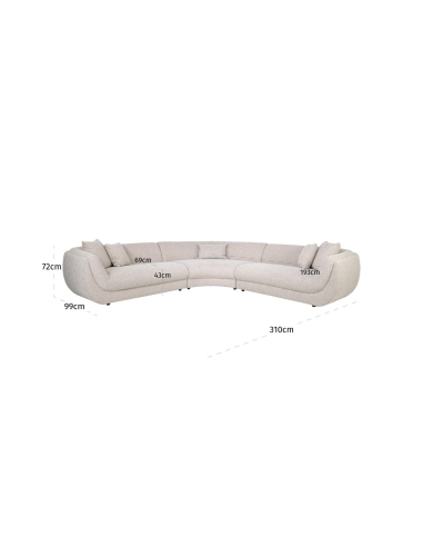 Ecksofa mit geschwungener Form, großzügiger Naturstoff GIANELLE