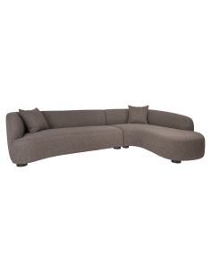Right Corner Sofa Brown Fabric Generous PANDORA