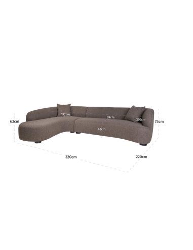 Canapé d'Angle Gauche Tissu Brun Généreux PANDORA