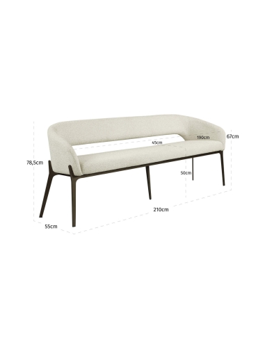 Rounded-Back Dining Bench Biscuit KENZI