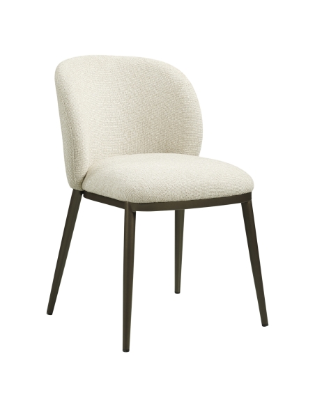 Chaise de Salle à Manger Tissu Ignifugé Biscuit GANDY