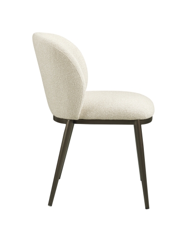 Chaise de Salle à Manger Tissu Ignifugé Biscuit GANDY