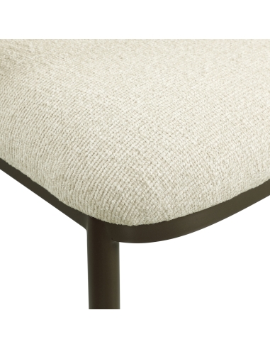 Chaise de Salle à Manger Tissu Ignifugé Biscuit GANDY