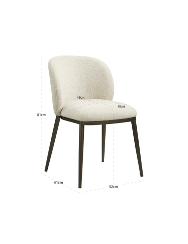 Chaise de Salle à Manger Tissu Ignifugé Biscuit GANDY