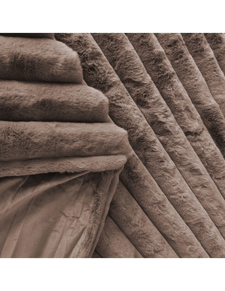 Soft Ribbed Texture Throw Taupe FURENZO