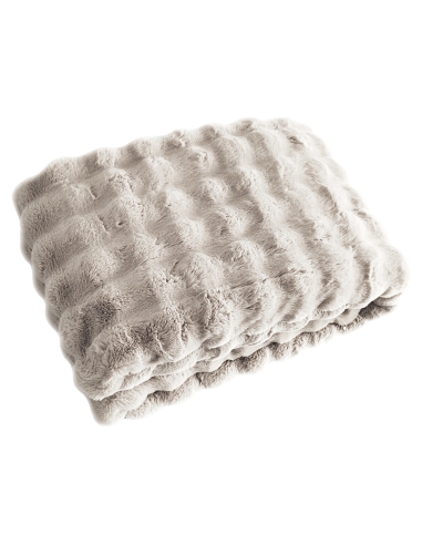Manta de textura suave ondulada crema FLUFF