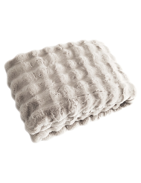 Manta de textura suave ondulada crema FLUFF