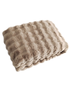 Manta de textura lujosa con reverso de terciopelo beige PLUSH