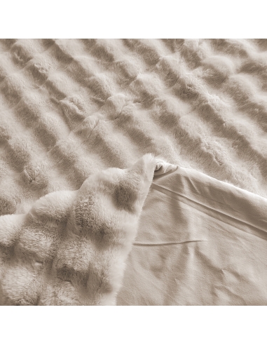 Manta de textura lujosa con reverso de terciopelo beige PLUSH