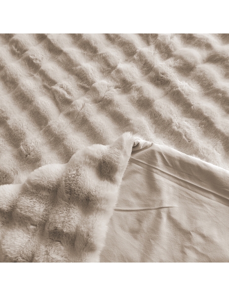 Manta de textura lujosa con reverso de terciopelo beige PLUSH