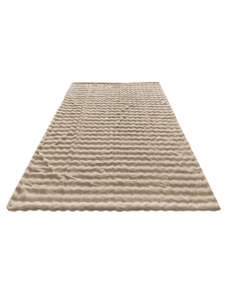 Manta de textura lujosa con reverso de terciopelo beige PLUSH