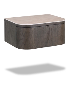 2-Drawer Nightstand Travertine-Effect Top NANDO